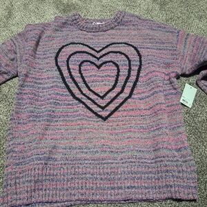 SO Multicolor Striped Sweater with Heart Design